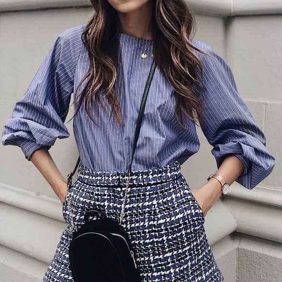 Marled Reunited Oversized Top with Pinstripes - Picture 1 of 8